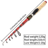 2.1M Fishing rod with reel High Carbon Spinning Rod Portable  telescopic trout rods and Spinning Reels set lure pole pesca