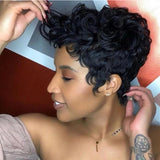 Short curly wig women's fluffy small curly hair chemical fiber headgear