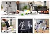 Tablet Stand Aluminum Adjustable Angle/Height Foldable Holder Mobile Phones Books Hands Free Bracket for iPad Air Mini iPhone