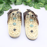 Health Care Wooden Base Acupunture Nail Health Shoes Massage Shoe Natural Stone Acupoint Fitness Slippers for men / women free