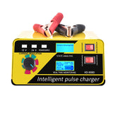 Car Battery Charger Automatic Intelligent Pulse Repair 130V-250V 200AH 12/24V Five Charging Modes Lead Acid Battery With Adapte