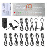 Guitar Power Supply 10 Isolated Output for 9V/12V/18V Effect Pedal with USB Charging Port Short Circuit &amp; Overload Protection