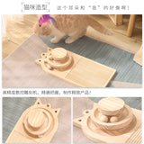 Cat Toy Interactive Pet Toy Scratching Post One Two Layer Turntable Balls Wooden Funny Safe for Kitten Puppy Playing Exercise