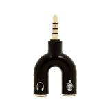 3.5mm jack Stereo Plug U-shape Stereo Audio Mic & Headphone Earphone Splitter Adapters For Mobile Phone Tablet PC MP3 Player