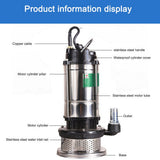 220V Sewage Pump Submersible Stainless Steel Non-blocking Water Pump Well Alternative Pumping Drainage Pump with EU adapter