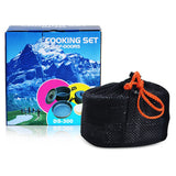 Desert Fox Outdoor Tableware Camping Cookware Pots Set, Lightweight Mini Aluminum Folding Pot Set with Storage Sack, 1-4 Person