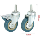 4Pcs Heavy Duty 75mm Swivel Castor with Brake Trolley Casters wheels for Furniture