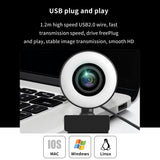 1080P Webcam with Adjustable Light and Noise-reducing Microphones USB WebCam Suitable for Windows,iOS,Android for Online Meeting