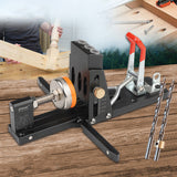 Woodworking Oblique Hole Punch Locator Pocket Hole Jig with Front-Mounted Clamp Drill Guide Tool Kit Aluminum Joinery DIY Tools