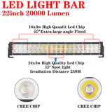 Aeobey 22inch Slim LED Light Bar 120w Work Light for SUV 4x4 Offroad 12V 24V Led Work Light Trucks SUV Accessories Fog Lamp