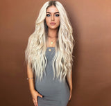 Wig fashion women's long curly hair gradient rose net chemical fiber headgear