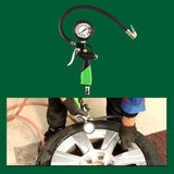 Tire Inflator Pressure Gauge 230PSI Oil Immersed Tire Air Pump with Rubber Hose&amp;Copper Nozzle Inflate/ Deflate Pressure Meter