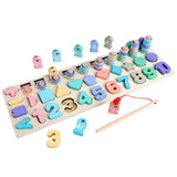 5-in-1 Wooden Number Puzzle Magnetic Logarithmic Board Shape Counting Game Montessori Toy for Kids Toddlers Preschool Education