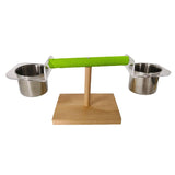 Bird Play Stands with Feeder Cups Wood Parrot Table Perch Shelf Cage Playground C63B