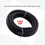 Ptfe AN8 Black Nylon Braided Oil Fuel Hose Line 5M with AN8 0+45+90+180Degree PTFE Fuel Hose End Adapters Swivel Fittings Kit