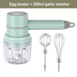 2In1 Rechargeable Garlic Ginger Chopper Electric Egg Beater Whisk Wireless Automatic Meat Food Machine Handheld Mix Kitchen Tool