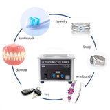 Ultrasonic Cleaner,Detachable Tank and Time Setting Multi Purpose Cleaner for Jewelry Glasses Cleaner Machine EU Plug