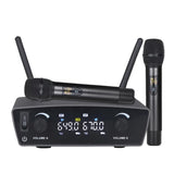TW-300 UHF High-Fidelity Wireless One with Two Microphones One Key FM Dual Wireless Receiver LED Display-US PLUG