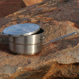 1.5L Stainless Steel Lunch Case with Storage Bag Camping Pot Outdoor Lunch box for Backpacking Hikiing Fishing
