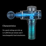 Professional Smart Vibrating Therapy Massage Guns 6 Gears Muscle Pain Relief Machine Neck Massager Relax Body W/ 5 Massage Heads