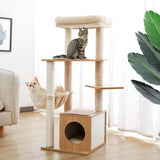 Cat Tree Play House Condo Cube Cave Platform Scratcher Post and Ball Toy  Cat Furniture