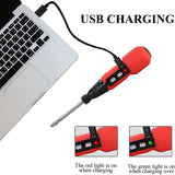 Cordless Screwdriver 3.6V 900MAh Li-Ion Battery USB Charging Portable Power Screwdriver with LED Work Light