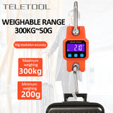300kg/50g Electronic Weighting Hanging Scale Rechargeable Portable LCD Digital Kitchen Scales for Fishing Luggage Travel