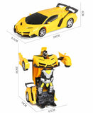 24CM 1:18 RC Car Toy Remote Transformation Robot One Key Deformation Electric Remote-controlled Toy Police Cars for Kids Boy E01