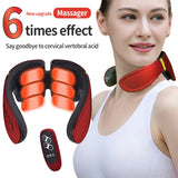6 heads Electric Neck Massager Pulse Back Rechargeable Massager For Neck 12 Mode Heating Pain Relief  With Remote Control