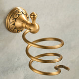 Nail Free Hair Dryer Holder Antique Brass  Bathroom Shelf Rack Washroom Accessories