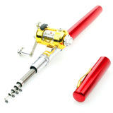 Portable Pocket Telescopic Mini Fishing Rod Pole Pen Shape Folded Fishing Rod With Reel Wheel For Outdoor River Lake Fishing