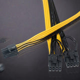 10X PCI-E PCIE 6Pin to Dual 8Pin 6+2Pin Adapter Cable GPU Video Power Cord Module Splitter Cable 18AWG for Miners Mining