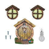 Ornament Outdoor Yard Art Resin Fairy Door Windows Garden Sculpture Gift Accessories Wall Miniature For Trees Glow In Dark
