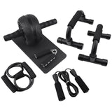 AB Wheel Roller Kit Abdominal Wheel Set with Push-Up Bar Jump Rope Hand Gripper Spring   Exerciser and Knee Pad Home Gym