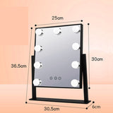 12 LEDs Touchs Screen Makeup Mirrors Espejo Bath Cosmetic Mirrors with 9 Led Lights Vanity Mirror for Bedroom Compact Mirror