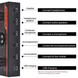 Aqta World V9 Plus Professional Audio Mixer Audio USB External Sound Card Headset Microphone Webcast Streamer Live Sound Card