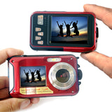 New HD 1080P Smart Waterproof Digital Camera Dual Screens (Back 2.7 inch + Front 1.8 inch) 16x Zoom Underwater Camcorder Cam