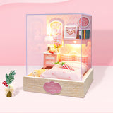 Diy House Doll House Furniture Miniature Building 3D House Model Assemble Wooden Dollhouse Kit Roombox Kids Toys Birthday Gifts