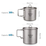 Aomiun Ultralight Titanium Cup Camping Water Mug Outdoor Portable Camping Picnic Water Cup Mug with Foldable Handle
