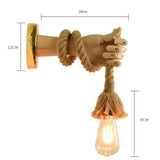 Retro Industrial Style Hemp Rope Wall Light Fixture Simple Creative Hand Shape Wall Lamps Corridor Aisle Indoor E27 Vanity Light