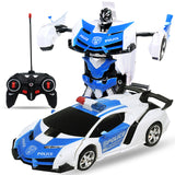 QWZ New Led Light Rc Car Transformation Robot Car 1:18 Deformation RC Car Toy Electric Deformation Models Toy For Boy Girls Gift