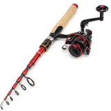 2.1M Fishing rod with reel High Carbon Spinning Rod Portable  telescopic trout rods and Spinning Reels set lure pole pesca