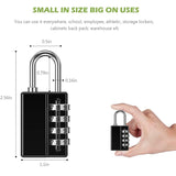 Combination Padlock, 4 Digit Combination Lock With Keys, Resettable Waterproof Gate Lock For Locker, Gym 4 Pack, 2 Keys