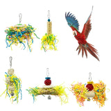 5Pcs Bird Parrot Shredding Toys Chewing Foraging Hanging Cage Paper Strings Wire Drawing Ball Toys Relieve Boredom