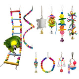10PCS Bird Toy Set Parrot Toys Metal Rope Ladder Stand Budgie Accessories Perch Primary Color Parkiet Speelgoed Jouet Perroquet