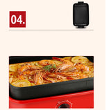 220V Electric Food Cooking Machine Non-stick Multicooker Home Appliance Electric Hot Pot Frying Pan For Breakfast With 4 Plates