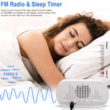 Alarm Clock Radio, FM with Sleep Timer, Dual USB Port Charging, Digital Display,with Dimming,Adjustable Volume (White)