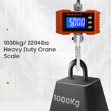 Digital Hanging Scale with Remote Control 1000kg/ 2204lbs Portable Heavy Duty Crane Scale LCD Backlight Industrial Hook Scales