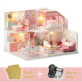 Cutebee DIY DollHouse Doll House Miniature Dollhouse Wooden Furniture Kit Toys for Children New Year Christmas Gift Case