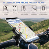 Bike Holder Bicycle Phone Mount Aluminium Motorcycle Scooter Handlebar Phone Holder for 3.0 - 6.8 inch Smartphone Mount Bracket